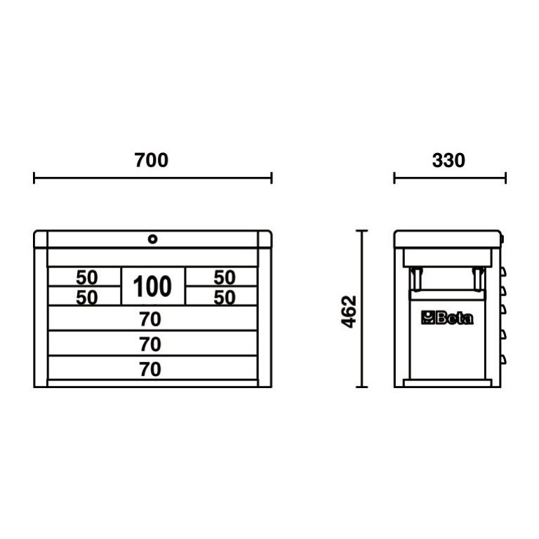 Beta Gereedschapskist met 8 laden RSC23C Antracietgrijs