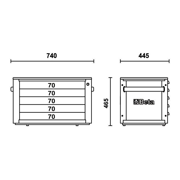 Beta Gereedschapskist met 5 laden RSC23T Antracietgrijs