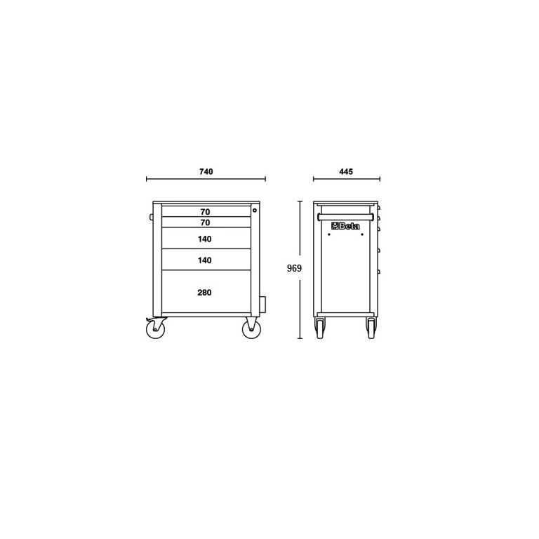 Beta Gereedschapswagen met 5 laden RSC24/5 Oranje/Zwart