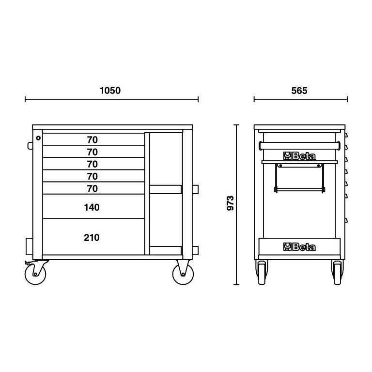 Beta Gereedschapswagen met 7 laden werkbank RSC24L/7 Rood