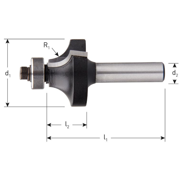 Rotec HM Afrondprofielfrees, Lager,Silver-Line, D2=8 / Ø25,4