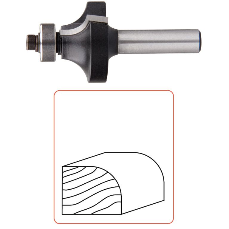 Rotec HM Afrondprofielfrees, Lager,Silver-Line, D2=8 / Ø28,6