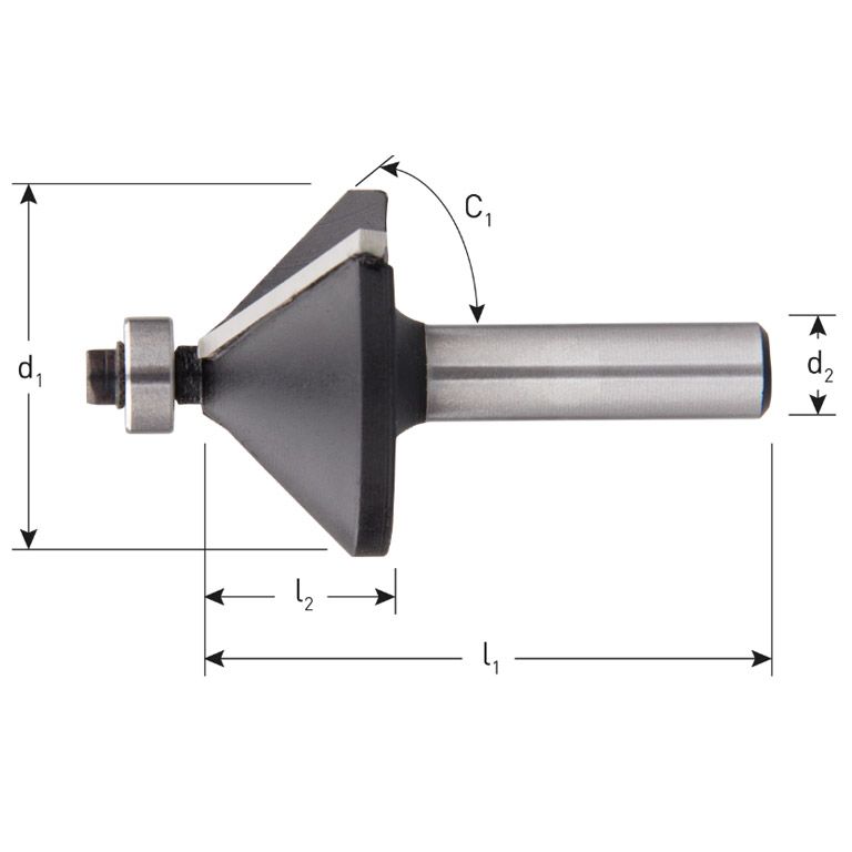Rotec HM Fasefrees 45°, Lager, Silver-Line, D2=8/ Ø31,8