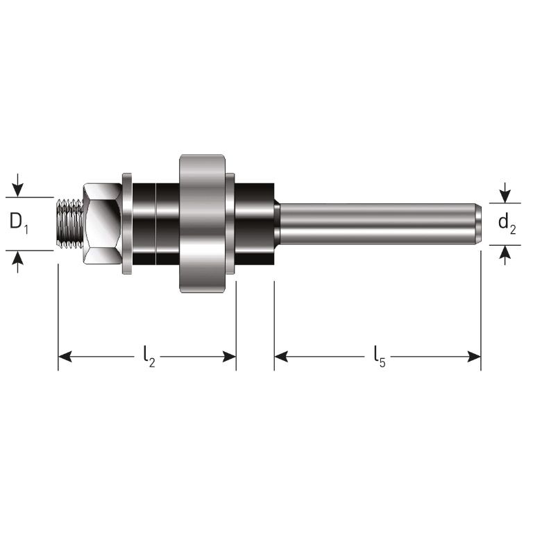 Rotec Spindel Met Lager Ø8, D2=8