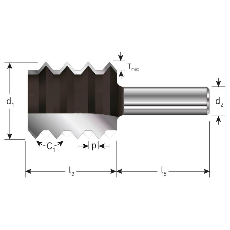 Rotec HM Verlijmfrees 'V', Gold-Line, Ø35 D2=12