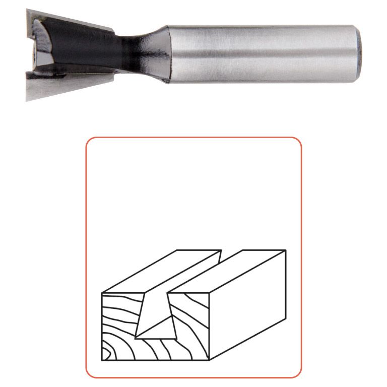 Rotec HM Zwaluwstaartfrees 15°, Silver-Line, D2=8 / Ø12,7