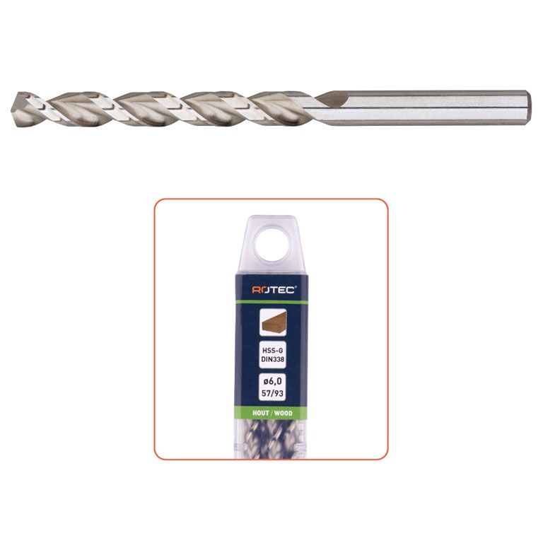 Rotec HSS-G Houtspiraalboor Din338 TLS Ø4,5X47X80 (Vpe 10)