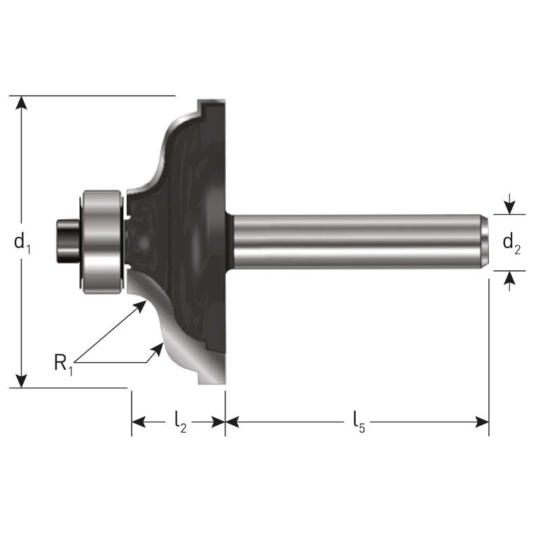 Rotec HM Kroonlijstfrees, Gold-Line,Ø41,3 R=6,35 D2=12