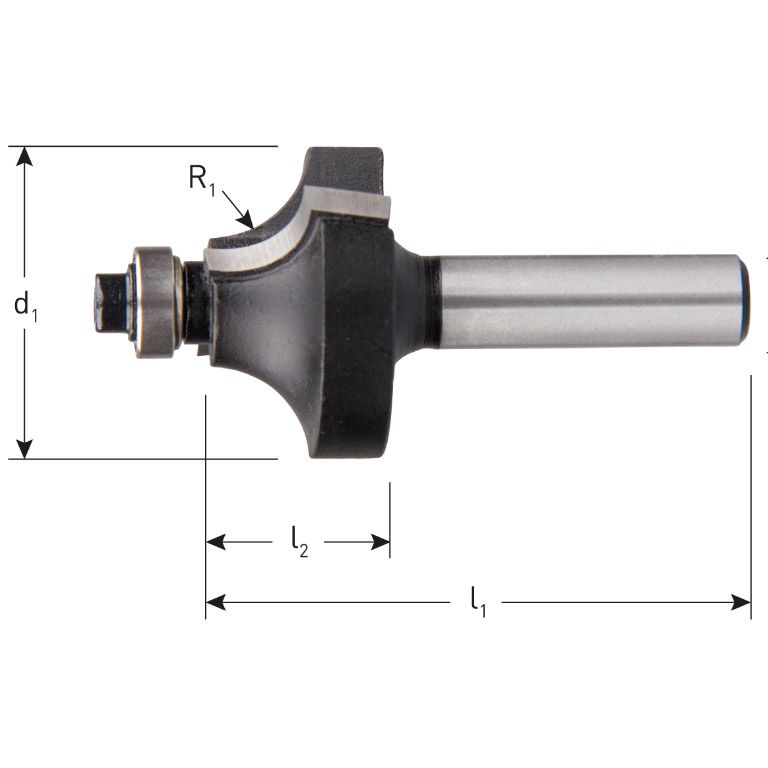 Rotec HM Kwartrondprofielfrees, Lager, Silver-Line, D2=8 / Ø25,4