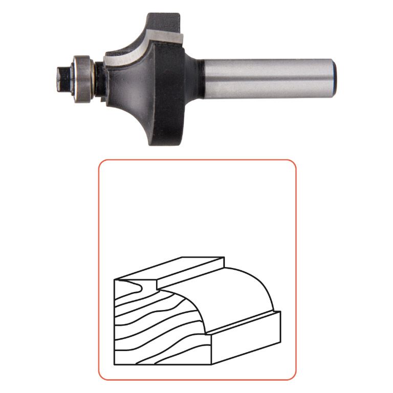 Rotec HM Kwartrondprofielfrees, Lager, Silver-Line, D2=8 / Ø38,1