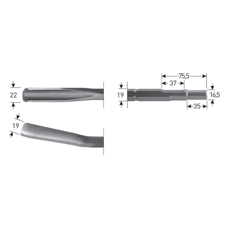 Rotec 6-Kant Gutsbeitel 22X250Mm 6-Kant Ø19,0 / Ø16,5X35