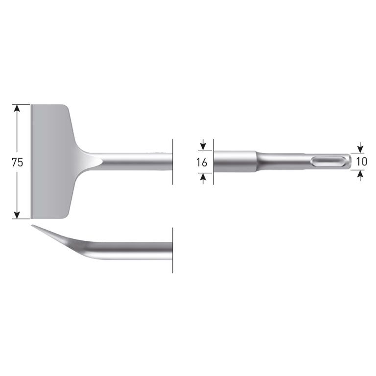 Rotec Sds+ Spadebeitel Thunder Gebogen 75X165Mm