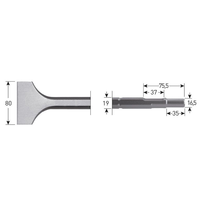 Rotec 6-Kant Spadebeitel 80X300Mm 6-Kant Ø19,0 / Ø16,5X35