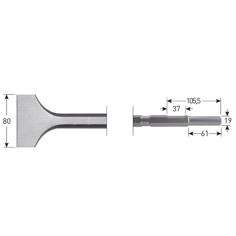 Rotec 6-Kant 21/19X61 Spadebeitel, 80X300