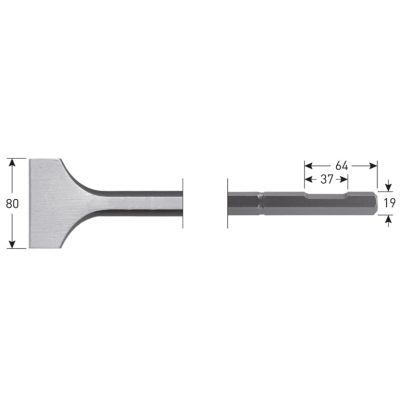 Rotec 6-Kant Spadebeitel (Breed) 115X350Mm 6-Kant Ø19,0 Met Uitsparing