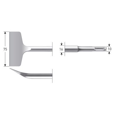 Rotec Sds+ Spadebeitel Thunder Gebogen 75X165Mm