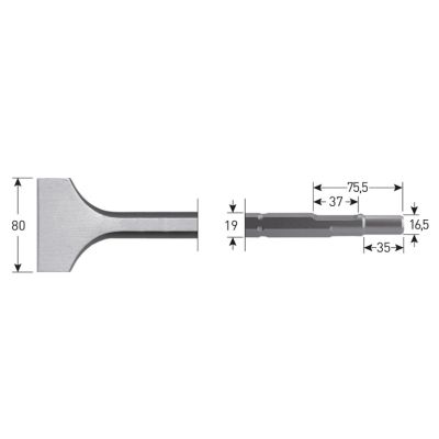 Rotec 6-Kant Spadebeitel 80X300Mm 6-Kant Ø19,0 / Ø16,5X35