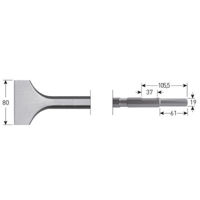 Rotec 6-Kant 21/19X61 Spadebeitel, 80X300